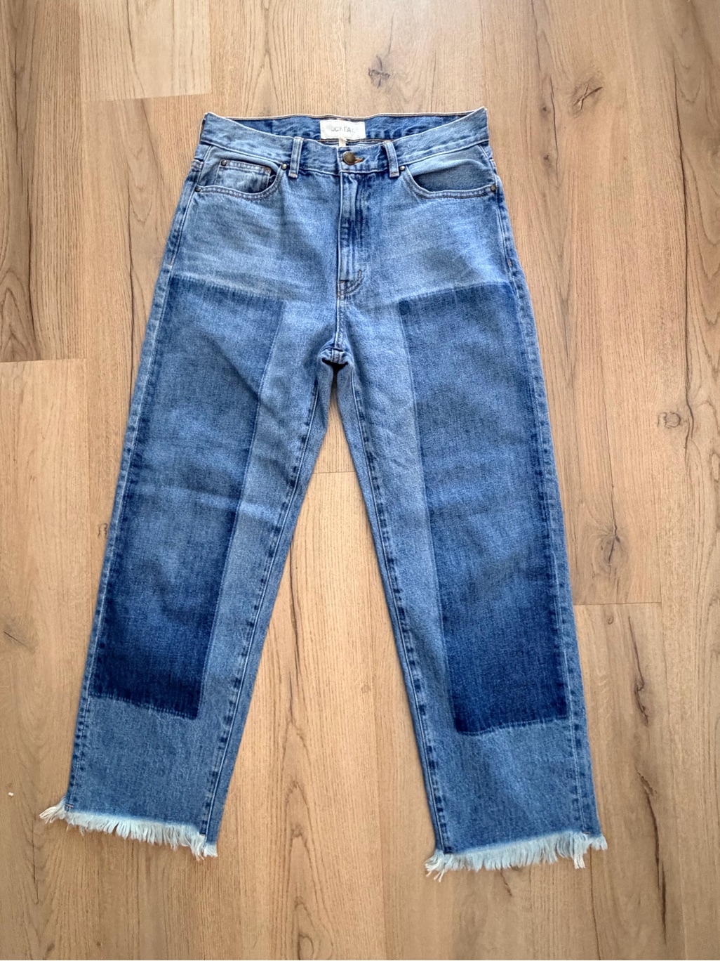 The Great. Billy Patchwork Detail Straight Leg Jeans